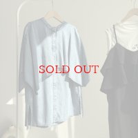 ●二の腕隠せるデニムシャツ【5/10 LIVEご紹介アイテム】●ケープデザインデニムシャツ