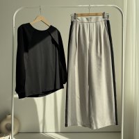 ●さらっとして履き心地◎【5/10 LIVEご紹介アイテム】サイドラインワイドパンツ