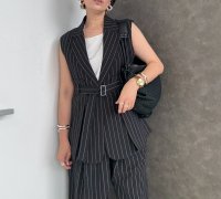 ●セットアップ可能【5/15 LIVEご紹介アイテム】●ピンストライプテーラードジレ＜予約/7上＞