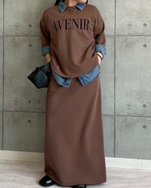 画像1: ●ご予約ポイント対象●【5/23 LIVEご紹介アイテム】スエットライクナロースカート（セットアップ可能）＜予約/7＞