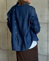 ●数量限定メーカーフリー枠解放●【5/26 LIVEご紹介アイテム】バックボタンデザインテンセルデニムシャツ（セットアップ可能）