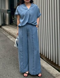 ●数量限定メーカーフリー枠解放●【5/26 LIVEご紹介アイテム】テンセルデニムイージーパンツ（セットアップ可能）＜予約/6＞