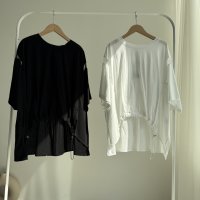●お袖のメッシュ切り替えがオシャレ●【5/30 LIVEご紹介アイテム】切替メッシュデザインT
