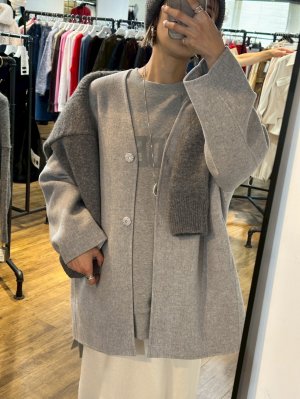 画像4: ●びっくりする位軽くて羽織りやすいウールコート◎●期間限定●ご予約ポイント対象【6/20 LIVEご紹介アイテム】ノーカラーウールコート＜予約/10＞