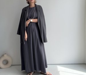 画像2: ●落ち感のあるとろみ生地で美シルエット【6/24 LIVEご紹介アイテム】とろみロングフレアワンピ