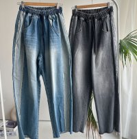 ●SALE●ゆるっとルーズシルエットが可愛い【LIVEご紹介アイテム】●サイドフリンジルーズデニム