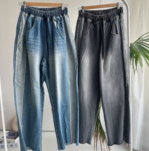 画像1: ●SALE●ゆるっとルーズシルエットが可愛い【LIVEご紹介アイテム】●サイドフリンジルーズデニム