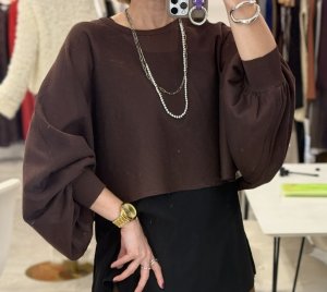 画像1: ●ご予約ポイント対象●期間限定掲載●【7/14 LIVEご紹介アイテム】ボリュームスリーブシアークロップドニット＜予約/9-10＞