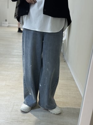 画像5: ●期間限定/ご予約5倍ポイント●【1/19 ayane】ペイント加工バレルレッグデニムパンツ（予約/3-4）