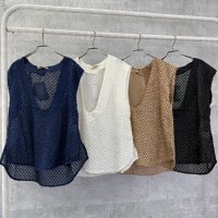 ●生産枠限り●晩夏〜秋に使える展示会シリーズ●【7/28 LIVEご紹介アイテム】ジャガードシアーUネックベスト