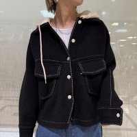 ●企業努力シリーズ●生産枠限り●ご予約ポイント対象●期間限定掲載●【8/7LIVEご紹介アイテム】ステッチデザインニットフーディブルゾン（予約/10-11）