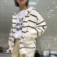 画像1: ●企業努力シリーズ●生産枠限り●ご予約ポイント対象●期間限定掲載●【8/7LIVEご紹介アイテム】ボーダーニットフーディブルゾン（予約/10-11） (1)