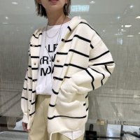 ●企業努力シリーズ●生産枠限り●ご予約ポイント対象●期間限定掲載●【8/7LIVEご紹介アイテム】ボーダーニットフーディブルゾン（予約/10-11）