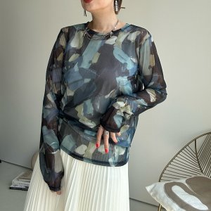 画像2: ●生産枠に限りあり●期間限定掲載●【8/14 LIVEご紹介アイテム】ニュアンス柄シリーズシア―トップス