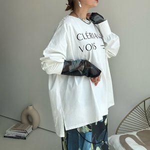 画像1: ●生産枠に限りあり●期間限定掲載●【8/14 LIVEご紹介アイテム】シンプルロゴバックギャザーオーバーロンT