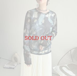 画像5: ●数量限定●【9/3 LIVEご紹介アイテム】ニュアンス柄シリーズシア―トップス