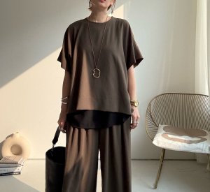 画像6: ●晩夏-秋に使える大人のセットアップ●【8/23 LIVEアイテム】ストレッチジョーゼットボックストップス（セットアップ可能）パンツ別売