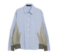 ●生産枠に限りあり●期間限定掲載●【8/29 LIVEご紹介アイテム】異素材ドッキングストライプシャツ