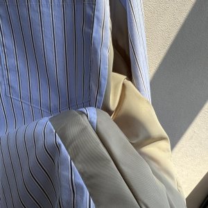 画像2: ●生産枠に限りあり●期間限定掲載●【8/29 LIVEご紹介アイテム】異素材ドッキングストライプシャツ