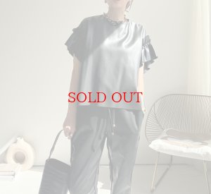 画像7: ●【9/6 LIVEアイテム】タックフリル袖デザインレザートップス