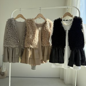 画像1: ●生産枠限り●期間限定掲載●【9/27 LIVEご紹介アイテム】ボア×レザードッキングペプラムベスト（予約/10）