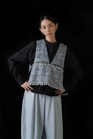 画像1: ●CYAN TOKYO●期間限定●ご予約10倍ポイント対象●【10/17 LIVEご紹介アイテム】バックオーバートリムツイードベスト（予約/2-3）