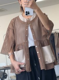 ●CYAN TOKYO●期間限定●ご予約5倍ポイント対象●【10/17 LIVEご紹介アイテム】BIGメッシュギャザーブルゾン（予約/3-4）