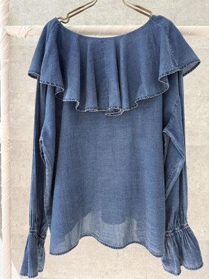 画像2: ●期間限定●ご予約10倍ポイント対象●【10/27 LIVEアイテム】シアーデニムラッフルブラウス(予約/2)