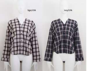 画像5: ●期間限定●数量限定●ご予約10倍ポイント対象●【11/7 LIVEご紹介アイテム】刺繍ロゴノーカラーチェックシャツ（予約/2-3）