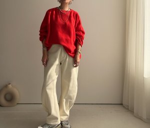 画像4: ●生産枠限り●期間限定●ご予約5倍ポイント対象●【11/9 LIVEアイテム】あの!!タックボリュームパンツが裏起毛デニムに!!●新色登場!!タックボリューム裏起毛デニムホワイト（予約/1）