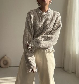 画像4: ●ぽつぽつ素材が可愛い【11/9 LIVEアイテム】ミックスカラーフリンジショートニット