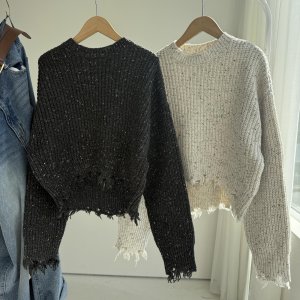 画像1: ●ぽつぽつ素材が可愛い【11/9 LIVEアイテム】ミックスカラーフリンジショートニット