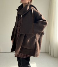 ●数量限定●アウターフェア●期間限定●【11/11 LIVEアイテム】ストール付ハーフコート（メーカー確認後お取り寄せ）