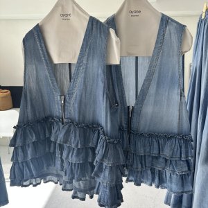 画像1: ●期間限定●ご予約10倍ポイント対象●ayane26ss【11/21 LIVEアイテム】シアーデニムフリルベスト（予約/4）