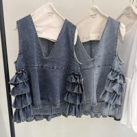 ●期間限定●ご予約10倍ポイント対象●ayane26ss【11/21 LIVEアイテム】デニム地バックフリルベスト（予約/2）