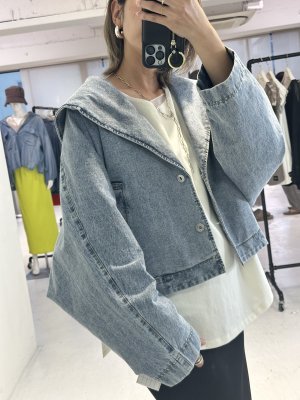 画像2: ●期間限定●ご予約10倍ポイント対象●ayane26ss【11/21 LIVEアイテム】ショールカラーデニムダブルジャケット（予約/2）