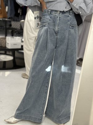 画像4: ●期間限定●ご予約10倍ポイント対象●ayane26ss【11/21 LIVEアイテム】デニム地タックワイドパンツ（予約/2）