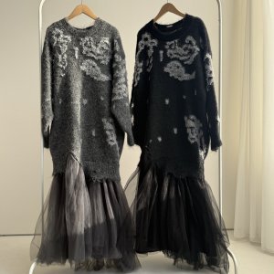 画像3: ●期間限定●ご予約5倍ポイント対象●【11/24 LIVEアイテム】ドッキングニット×チュールワンピ（予約/1）