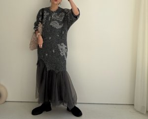 画像2: ●期間限定●ご予約5倍ポイント対象●【11/24 LIVEアイテム】ドッキングニット×チュールワンピ（予約/1）