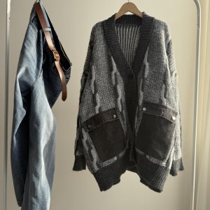 画像2: ●期間限定●ご予約5倍ポイント対象●【11/24 LIVEアイテム】デニムポケットミックスカラーニットカーデ（予約/1）