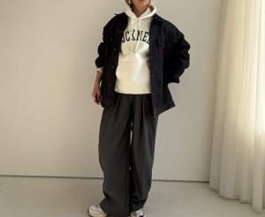 画像5: ●カジュアルにもきれい目にも◎【12/2 LIVEアイテム】裏起毛タックワイドパンツ