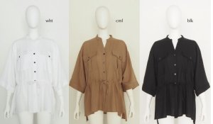 画像2: ●期間限定/ご予約10倍ポイント●【1/17  LIVE】スキッパーバンドカラーシャツ（予約/5-6）