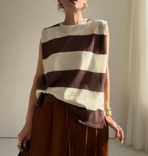 画像5: ●期間限定/ご予約10倍ポイント●【1/17 LIVE】ワイドボーダーパネルトップス（予約/4-5）