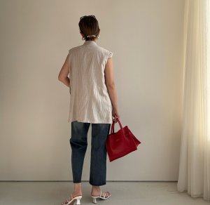 画像11: ●期間限定/ご予約10倍ポイント●【1/17 LIVE】リネンミックスピンストライプジレ（セットアップ可能）（予約/4-5）