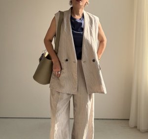 画像9: ●期間限定/ご予約10倍ポイント●【1/17 LIVE】リネンミックスピンストライプバレルパンツ（セットアップ可能）（予約/4-5）