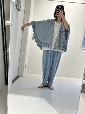 画像2: ●期間限定/ご予約10倍ポイント●【1/19 ayane】テンセルデニムフリルポンチョ（予約/4-5）