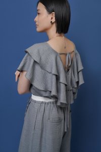 ●期間限定/ご予約10倍ポイント●【1/23 CYAN TOKYO】レイヤーフリルフレンチTOPS（予約/5-6）