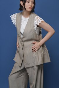 ●期間限定/ご予約10倍ポイント●【1/23 CYAN TOKYO】サイドティアードリネンベスト（予約/4-5）