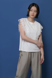 ●期間限定/ご予約10倍ポイント●【1/23 CYAN TOKYO】レースカラーノースリTOPS（予約/5-6）