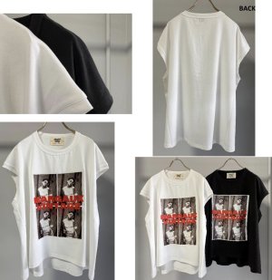 画像2: ●期間限定/ご予約5倍ポイント●【1/24 Margaux vintage】転写プリントノースリーブロゴＴ（予約/4-5）